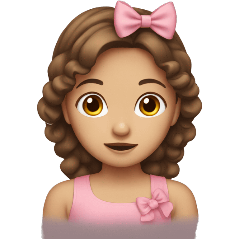 Brown hair girl with bow  emoji