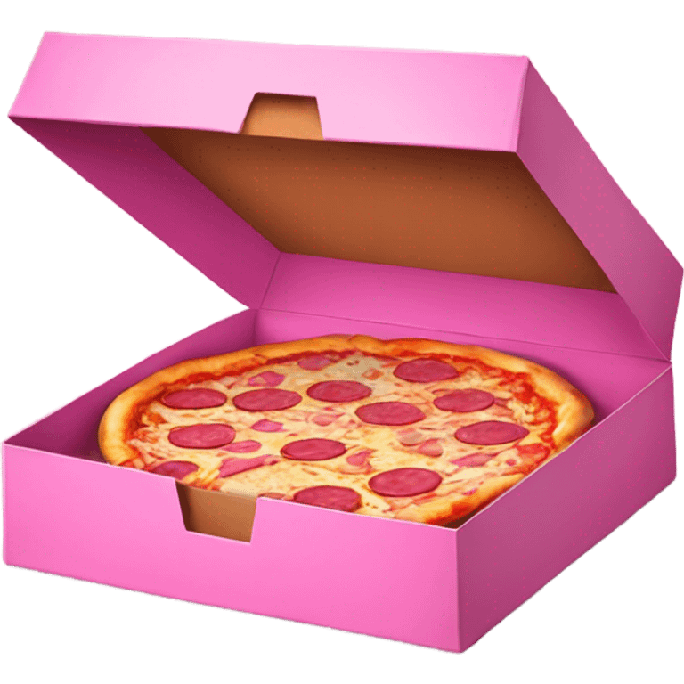 Realistic Pink empty open pizza box isolated.  emoji