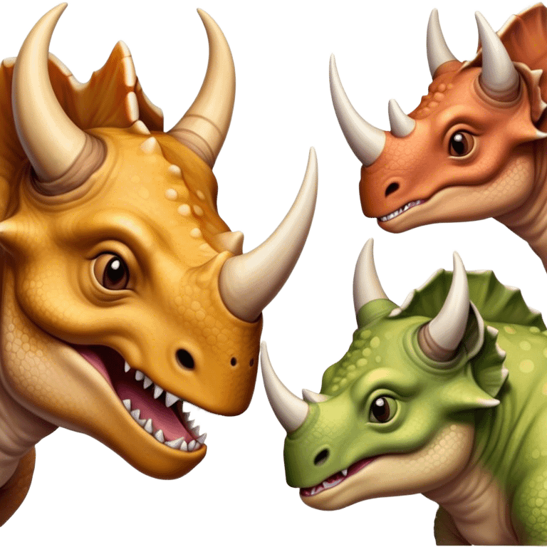 faces of different triceratops emoji