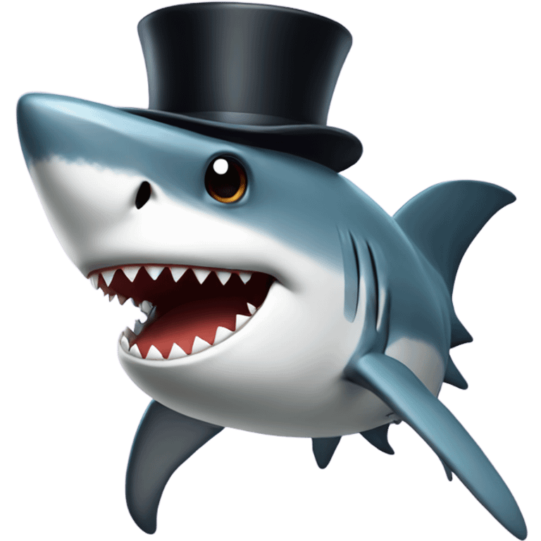 Shark with a top hat emoji