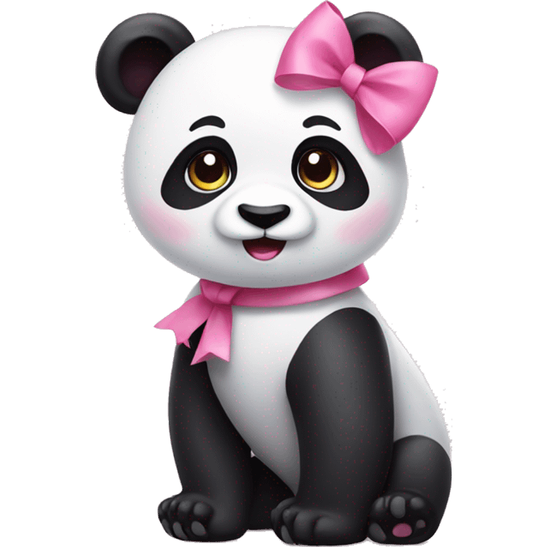 Panda with a pink bow emoji