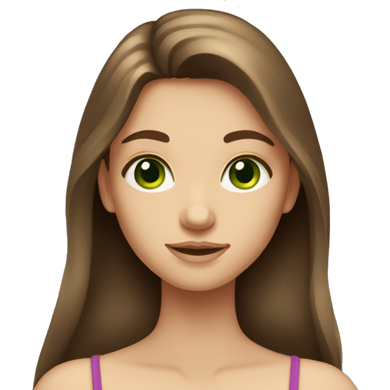 A girl with long brown hair and green eyes emoji