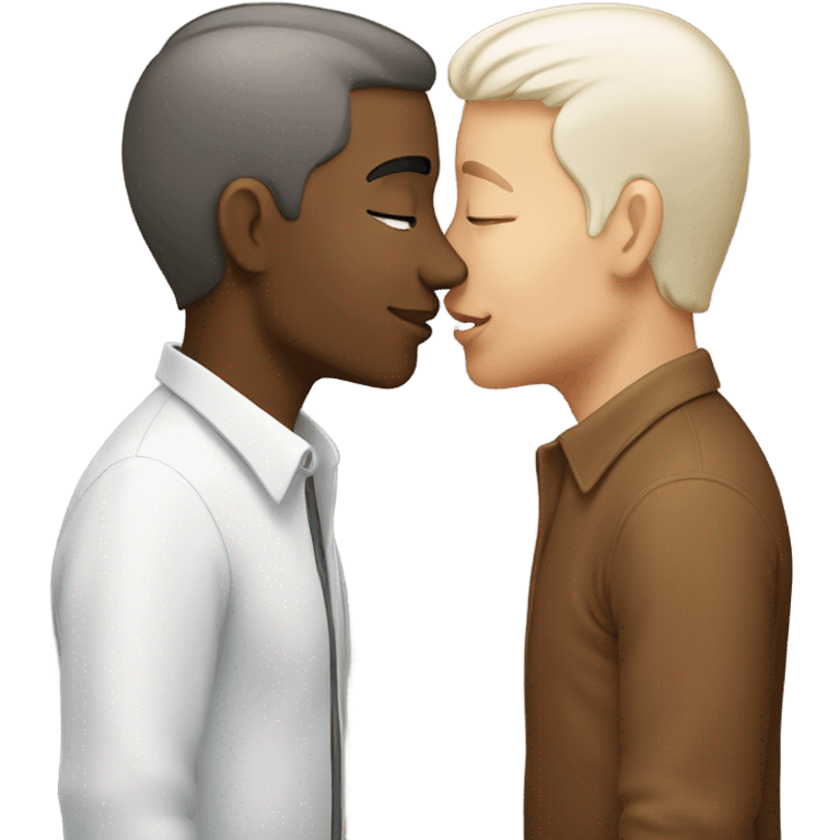 Gay kiss older white younger white with brown hair emoji