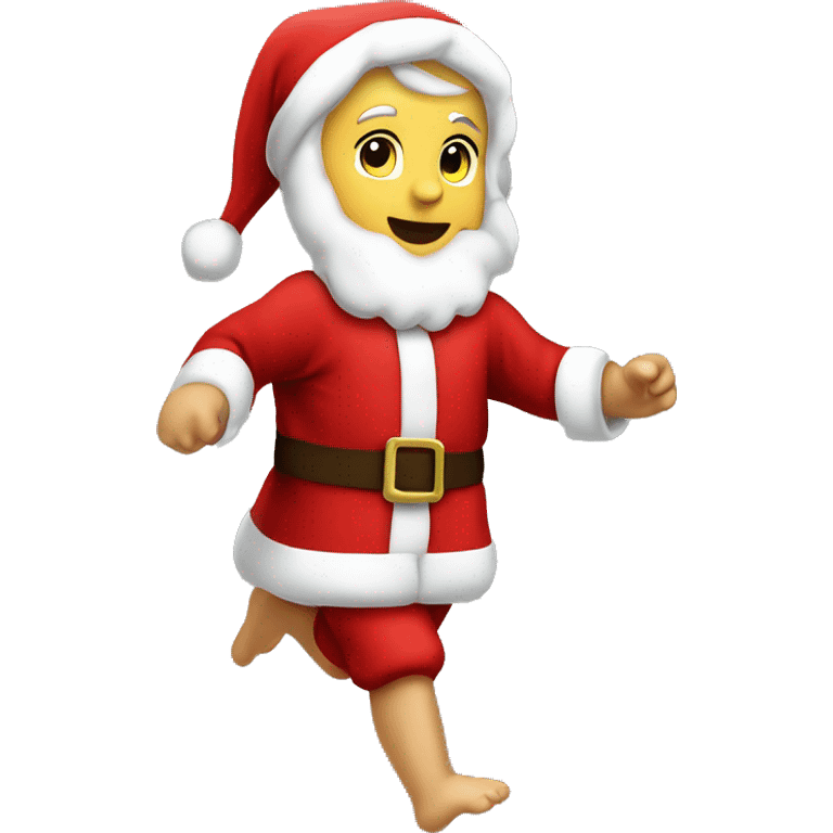 skipping sprint baby Jesus santa costume emoji