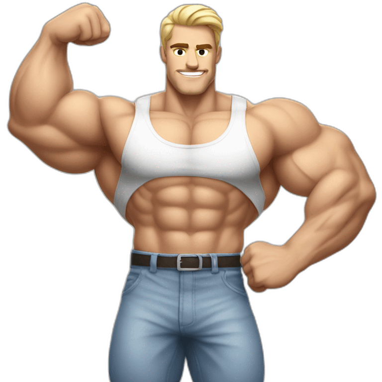 handsome white bodybuilder with large biceps emoji