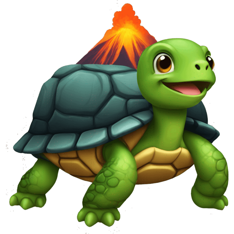 turtle with a volcano shell facing right emoji