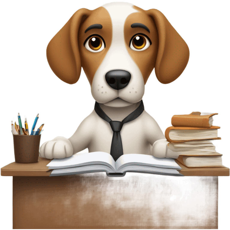 Dog doing homework emoji