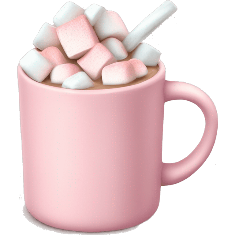 Light Pink mug of hot chocolate with marshmallows  emoji