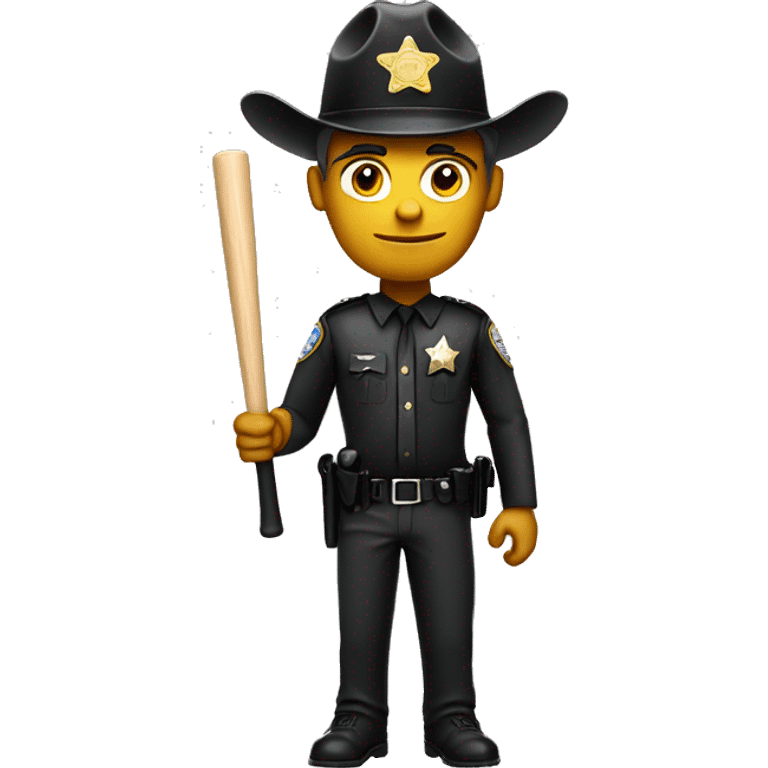 Male Sheriffs Deputy wit baseball bat emoji