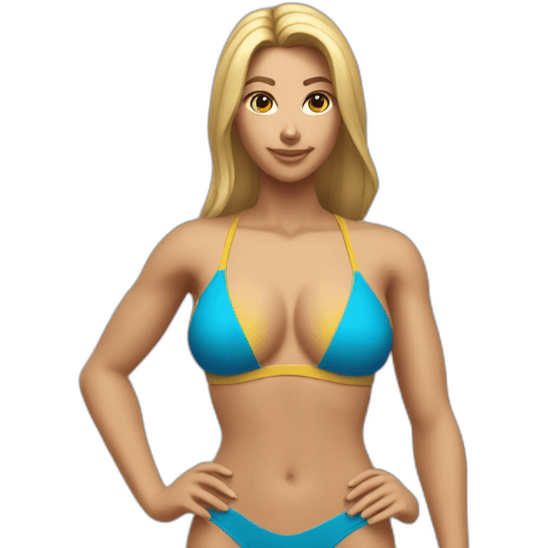 Slim-fit Caucasian woman bikini superhero pose (beach body) emoji