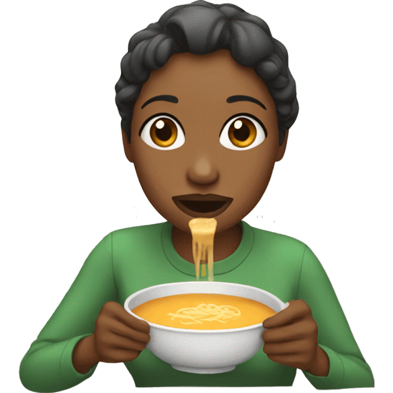 Woman eating soup emoji