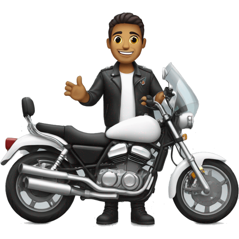 Chico en una moto blanca emoji