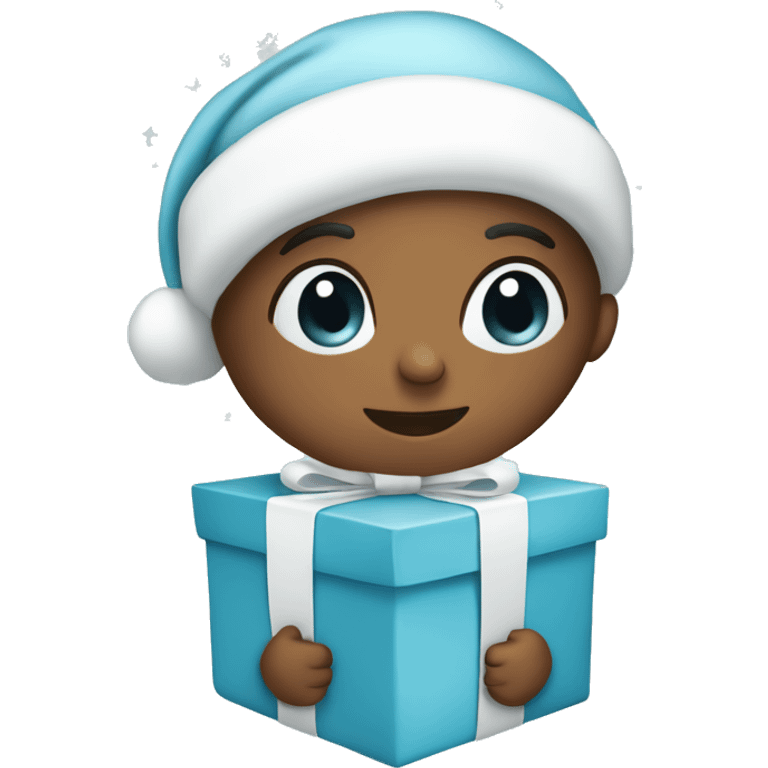 A Christmas present with baby blue wrapping paper and a white bow  emoji