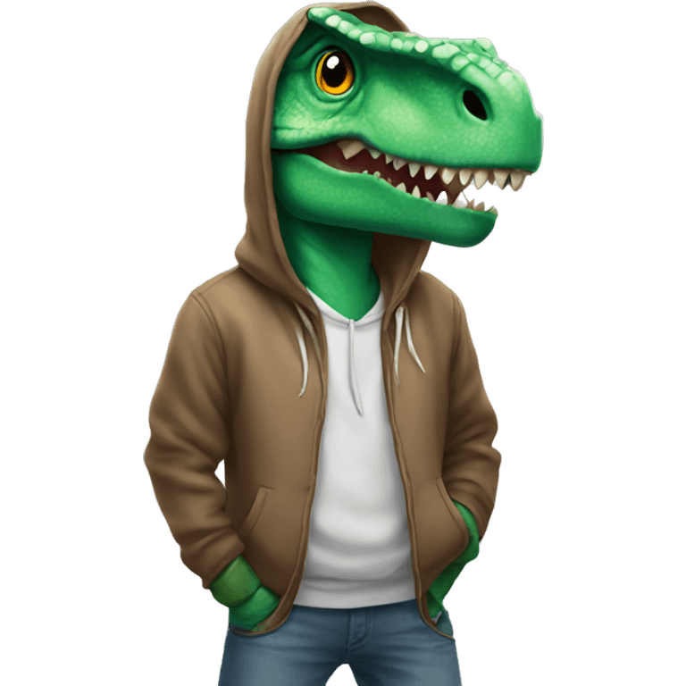 Dino wearing a hoodie emoji