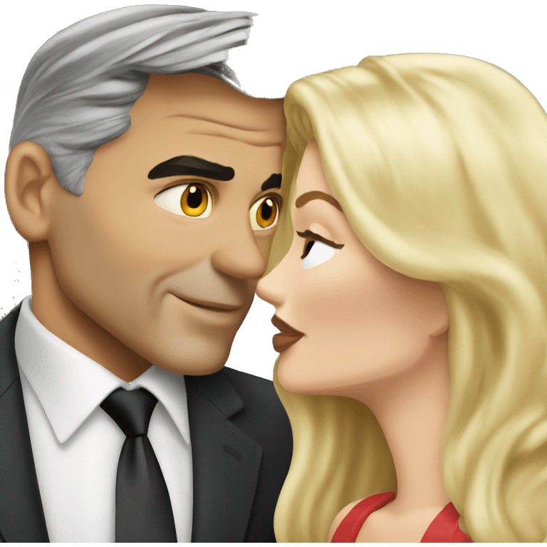 George Clooney kisses blonde woman  emoji