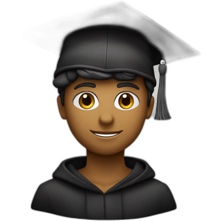 Un ragazzo con in testa il cappello di laurea colore nero emoji