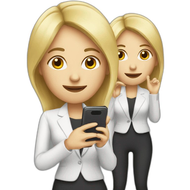 business woman with smartphone emoji