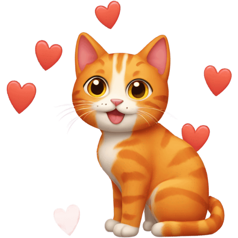 orange cat with hearts emoji