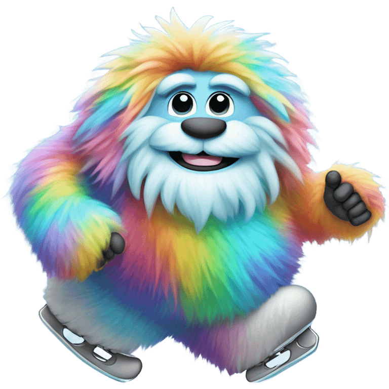 fat rainbow girl yeti ice skating  emoji