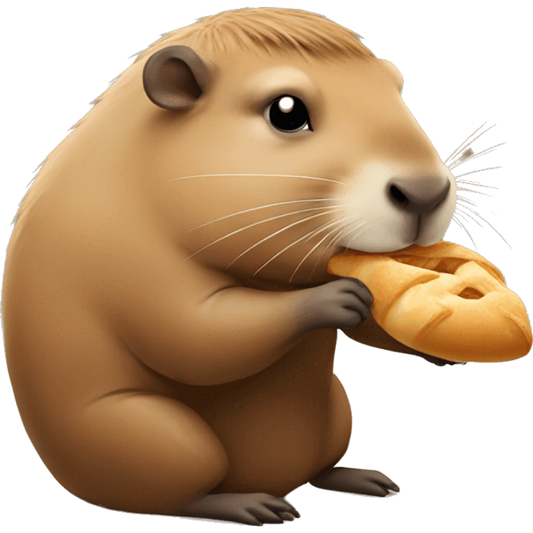 Capybara eating a croissant  emoji