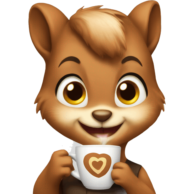 female squirrel drinking coffee emoji