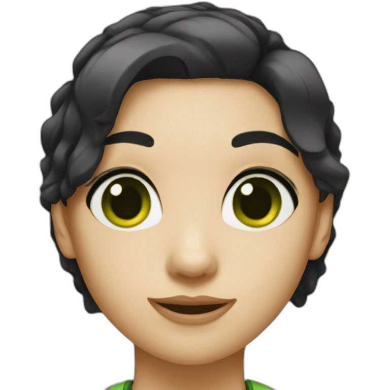 girl with short black hairs and green eyes emoji