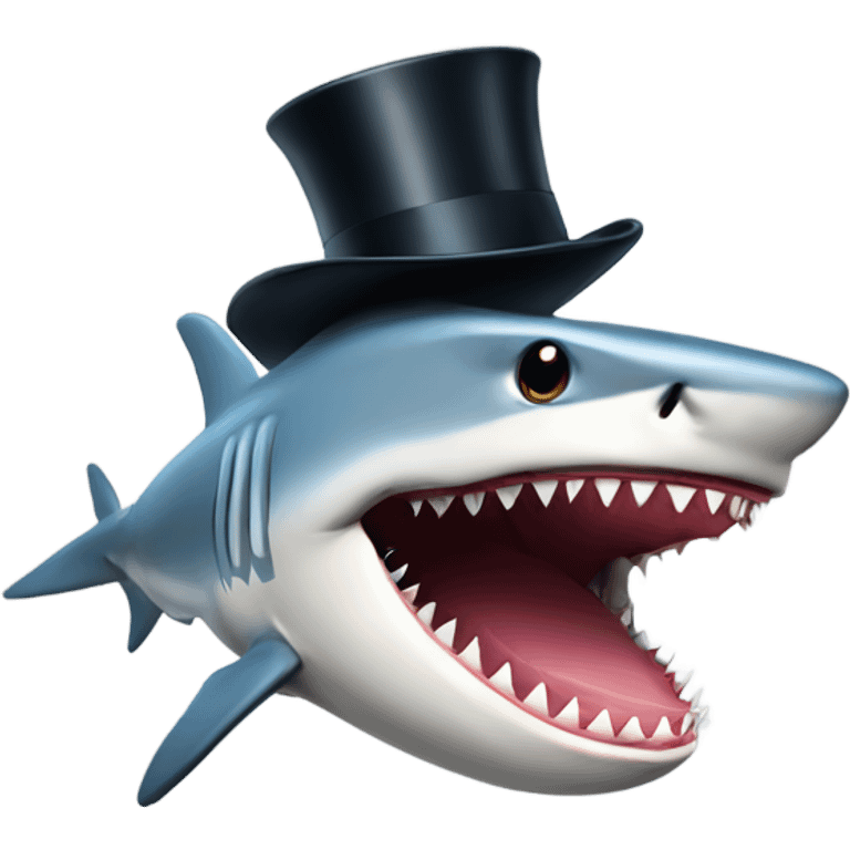 Shark with a top hat emoji