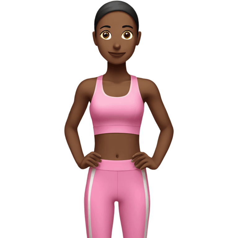 Skinny girl wearing pink sport set doing pilate  emoji