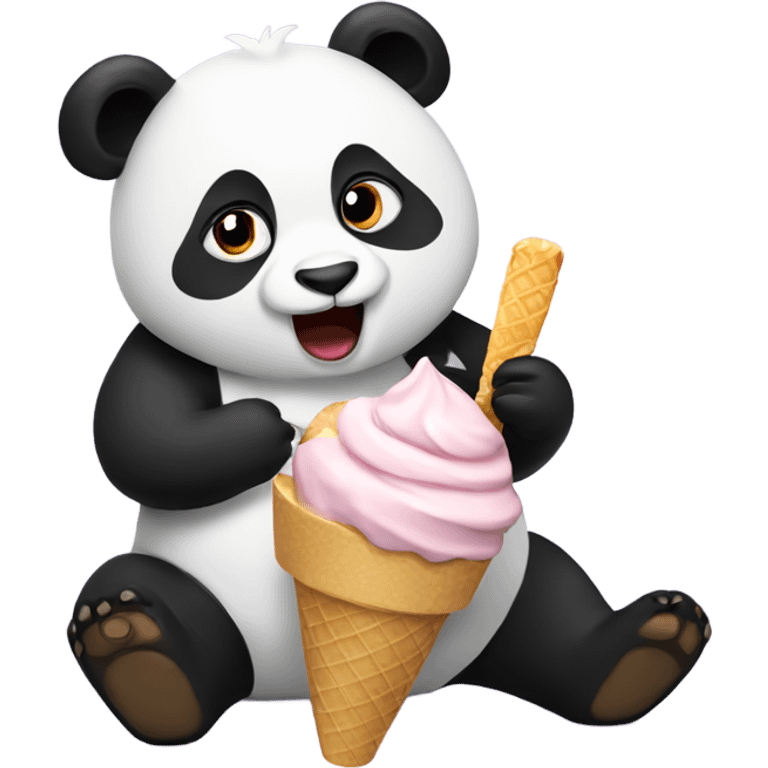 Panda eating ice cream emoji