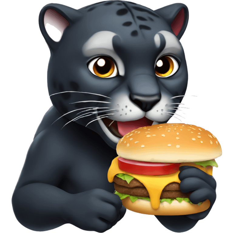 Panther eating hamburger emoji