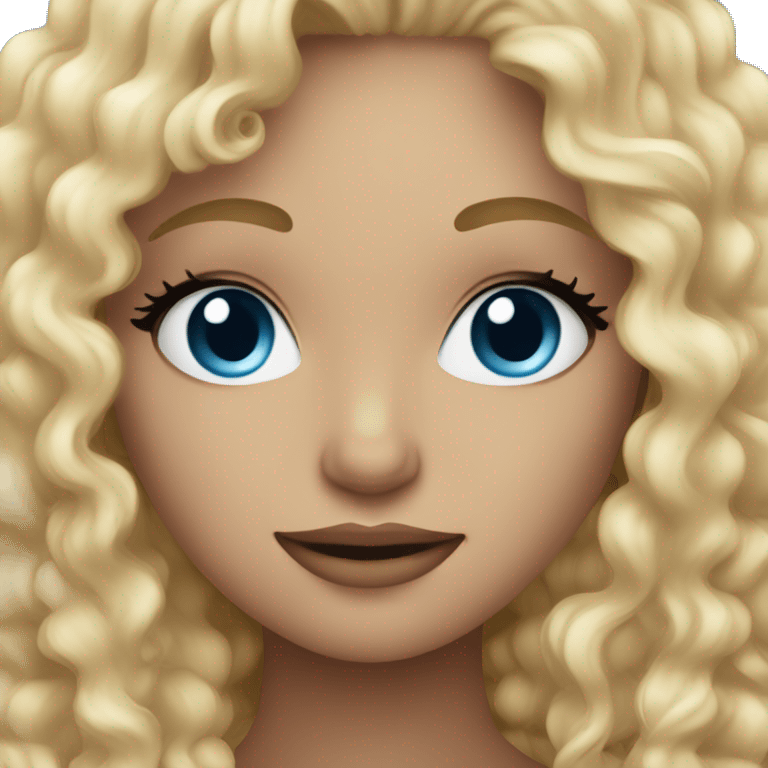 beautiful girl with curly blonde hair and blue eyes emoji