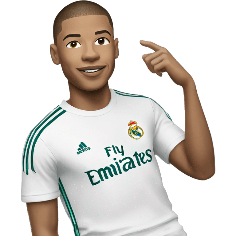 Mbappe with Real Madrid t-shirt  emoji