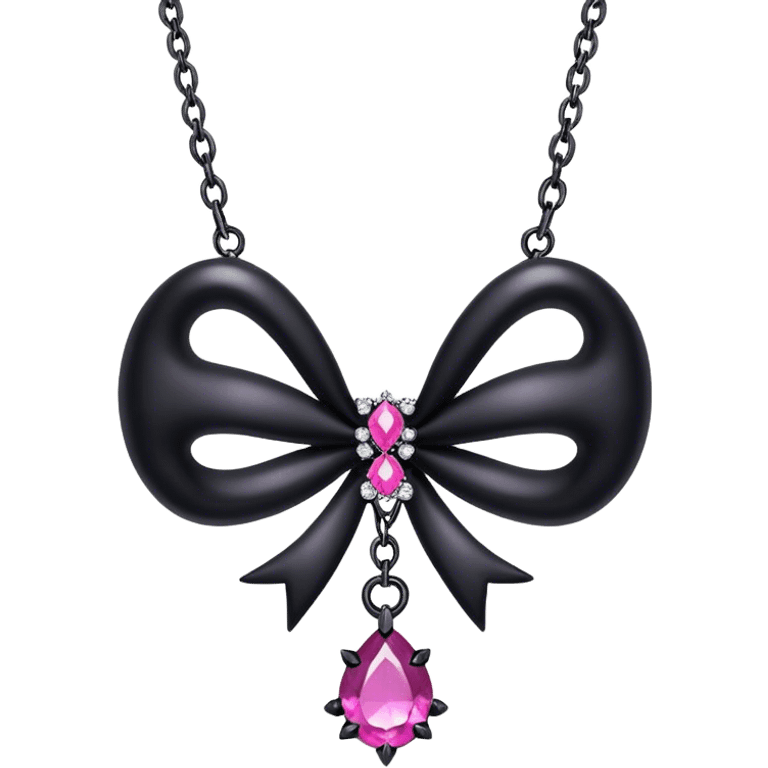 kawaii goth jewel bow necklace  emoji