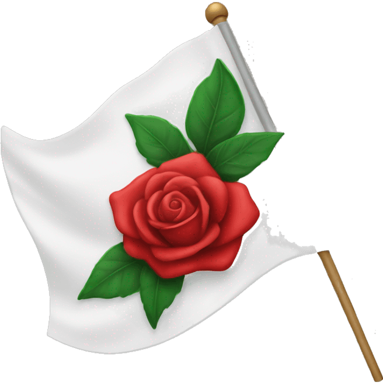 emoji white flag with red rose on the center emoji