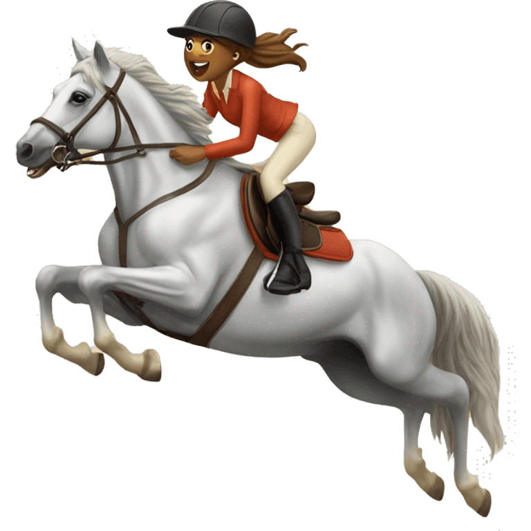 Horse and girl jumping jump emoji