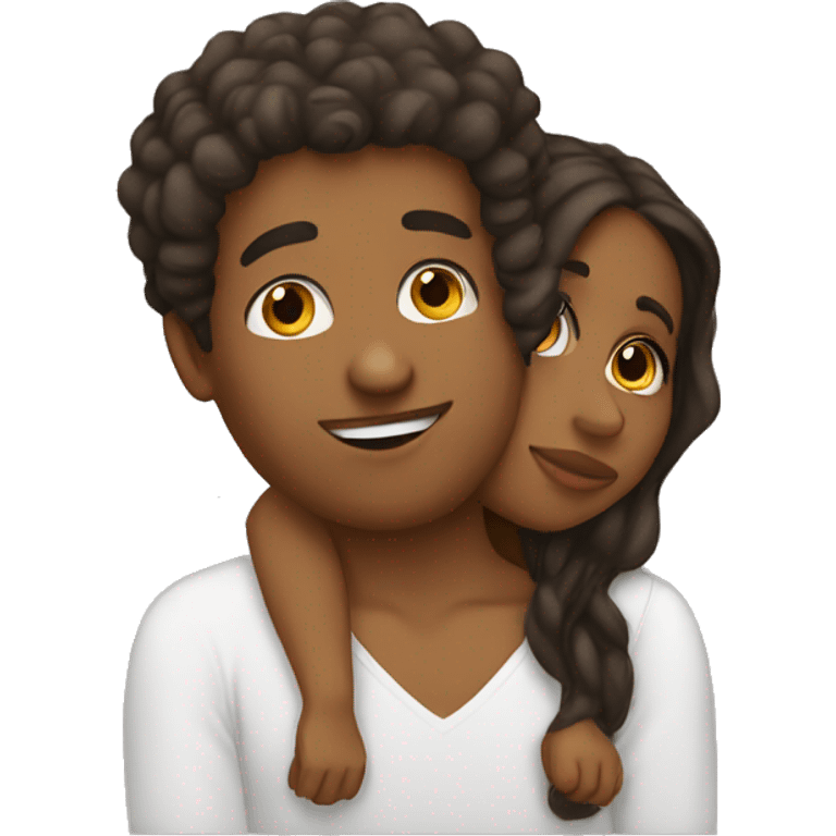 Brown girl kissing white man emoji