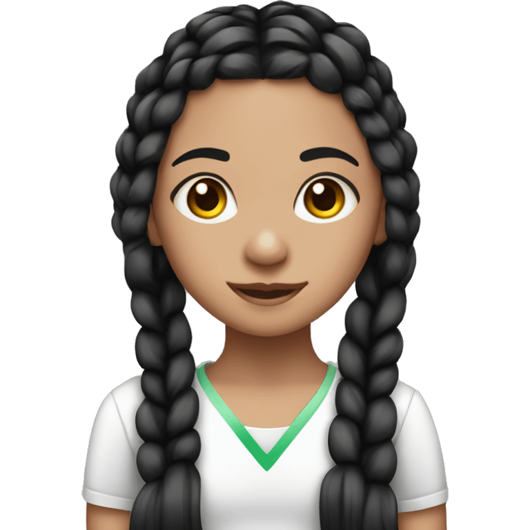 Fair skinned girl with Black braids and a ribbon on her hair emoji