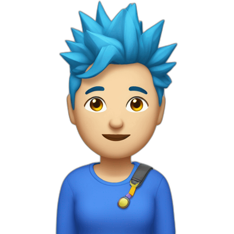 Older fat lesbian Chilean very short spiky bright blue hair emoji