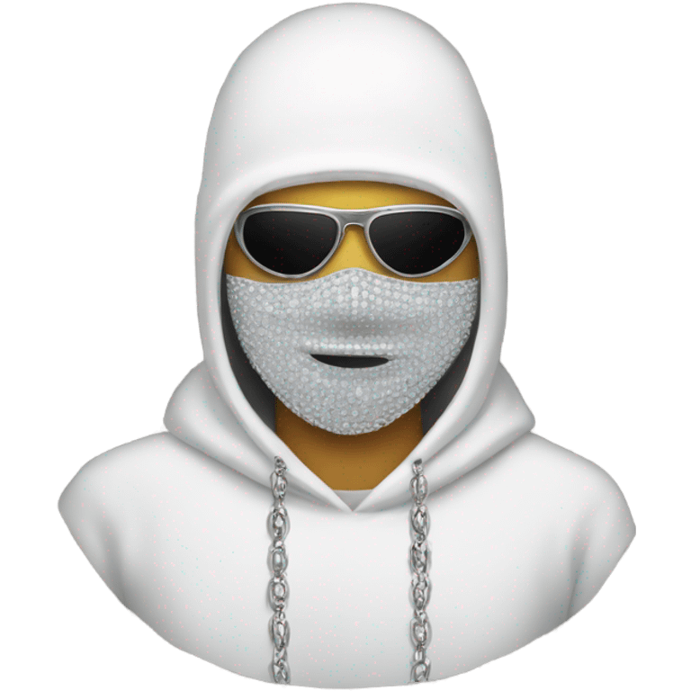 guy with ski mask on his face and diamond chains on his neck  emoji