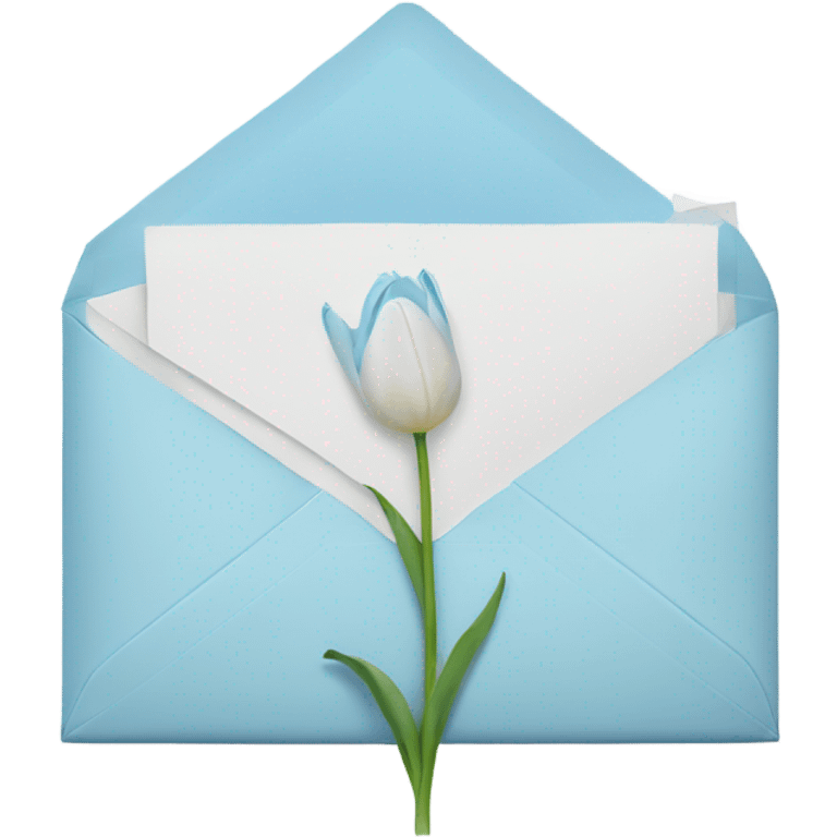 white envelope with light blue tulips emoji