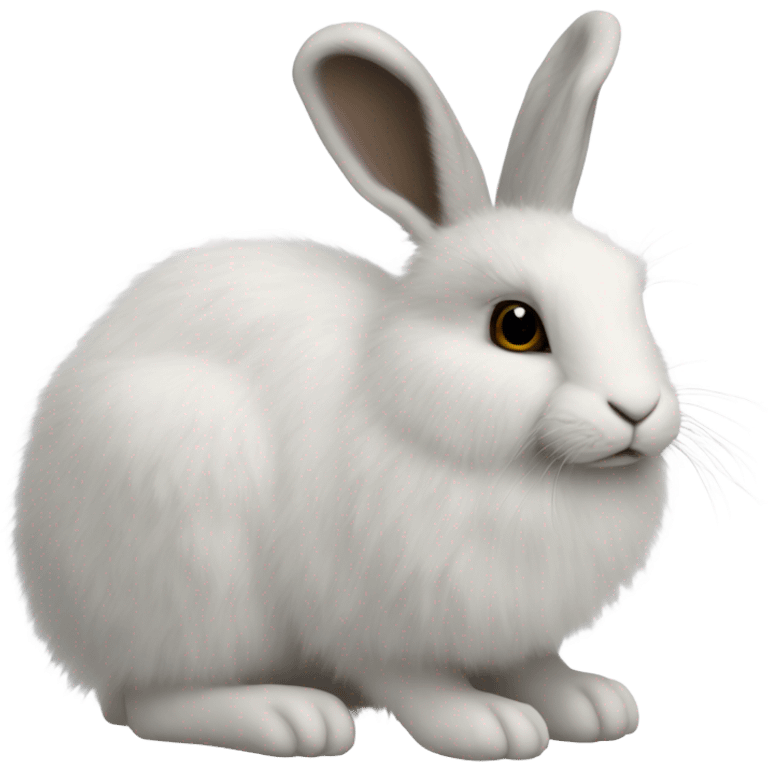 snowshoe hare very fluffy with no feet laying down, side view emoji