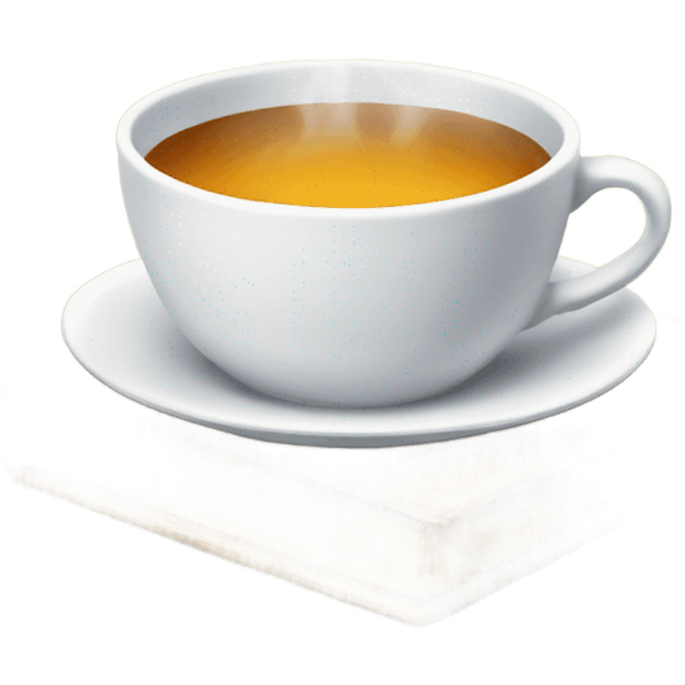 Tea cup with steam and open book emoji