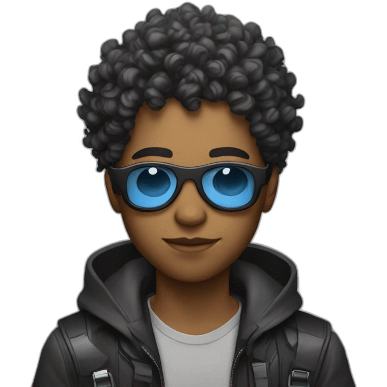 cyberpunk young man with curly hair emoji