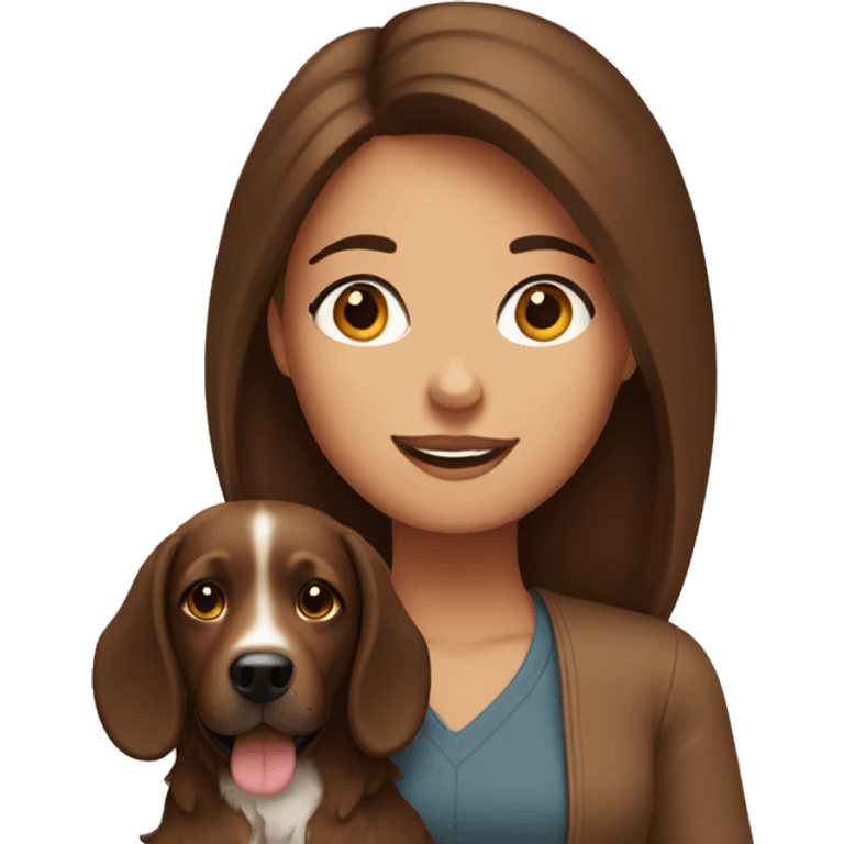 Brunette girl with brown dog  emoji