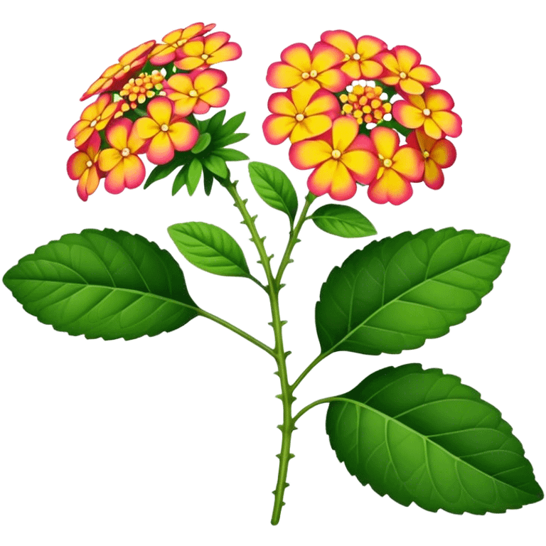 single Lantana flower, stem, leaf emoji