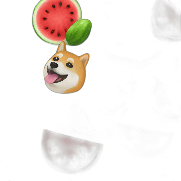 shiba inu wearing a watermelon emoji