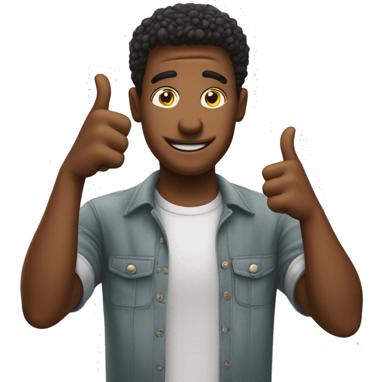  funny guy making thumb up with both hands close to his face emoji