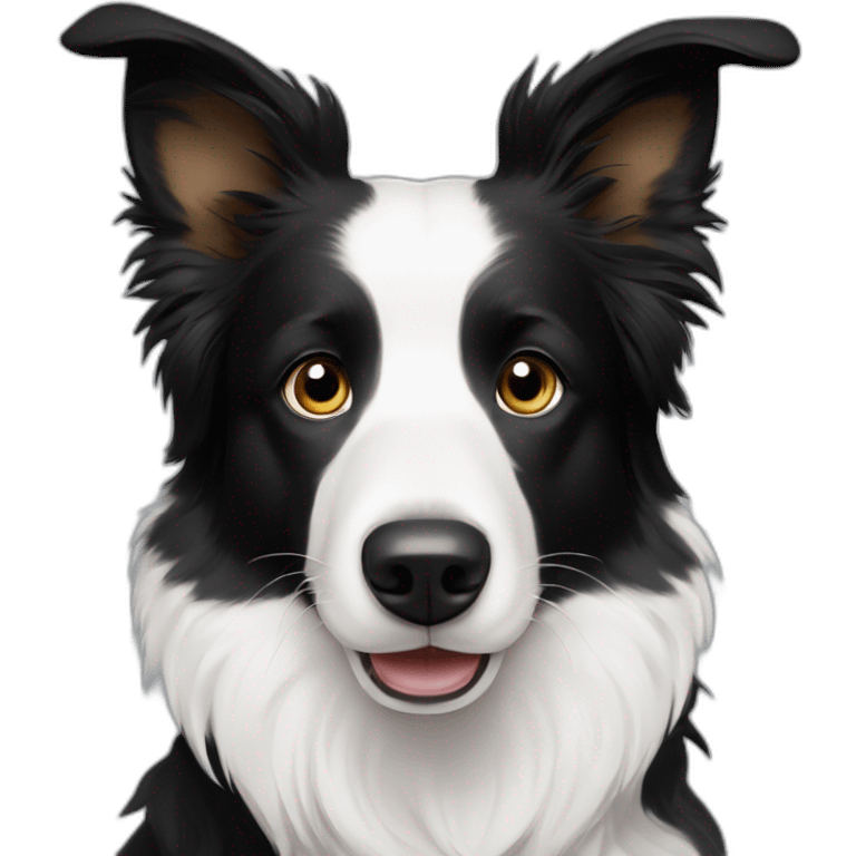 Border collie with white ears and white-fur by a-around-left-eye emoji