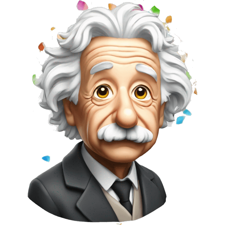 albert einstein colorful confetti in his hand emoji