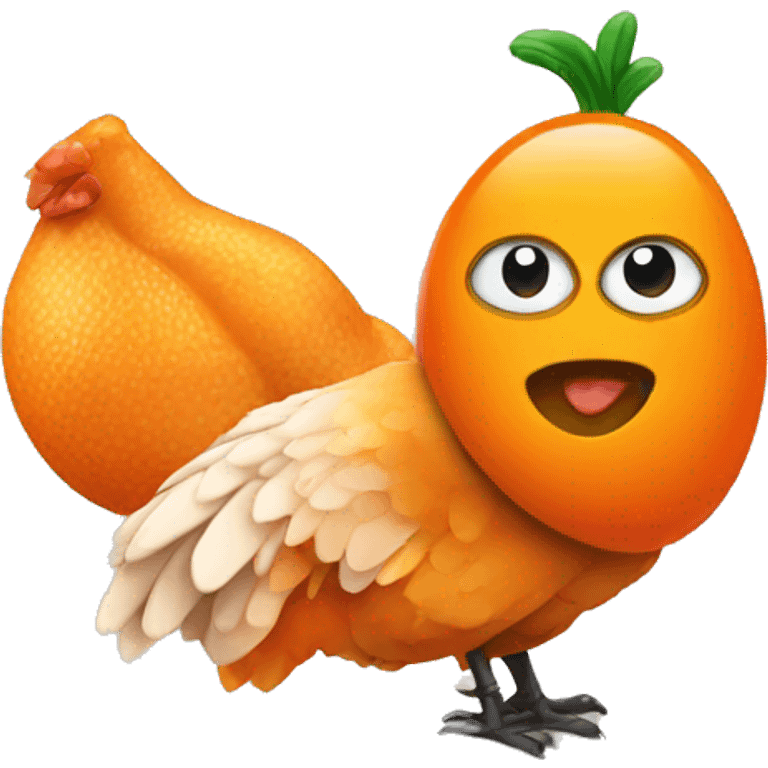 orange with chicken emoji